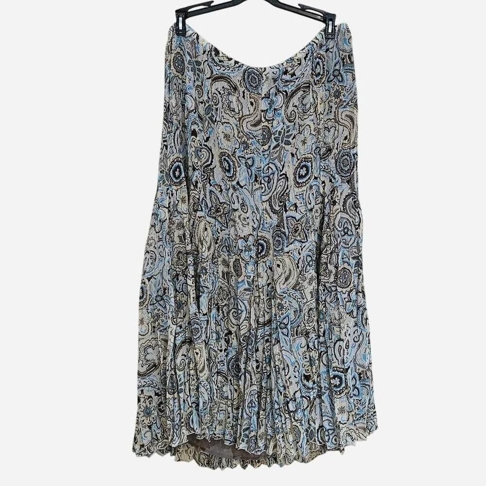 y2k boho hippie floral pleated midi maxi skirt